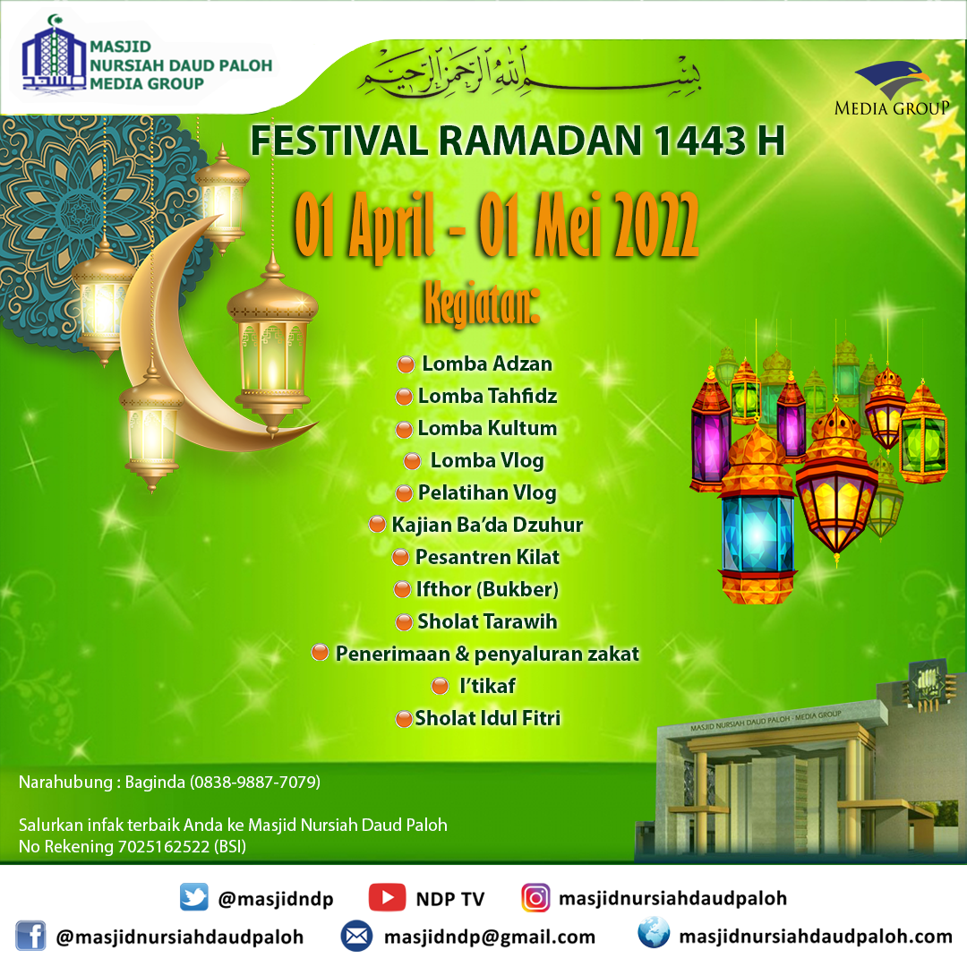 Kegiatan Festival Ramadan 1443 H, DKM Masjid Nursiah Daud Paloh - Media Group